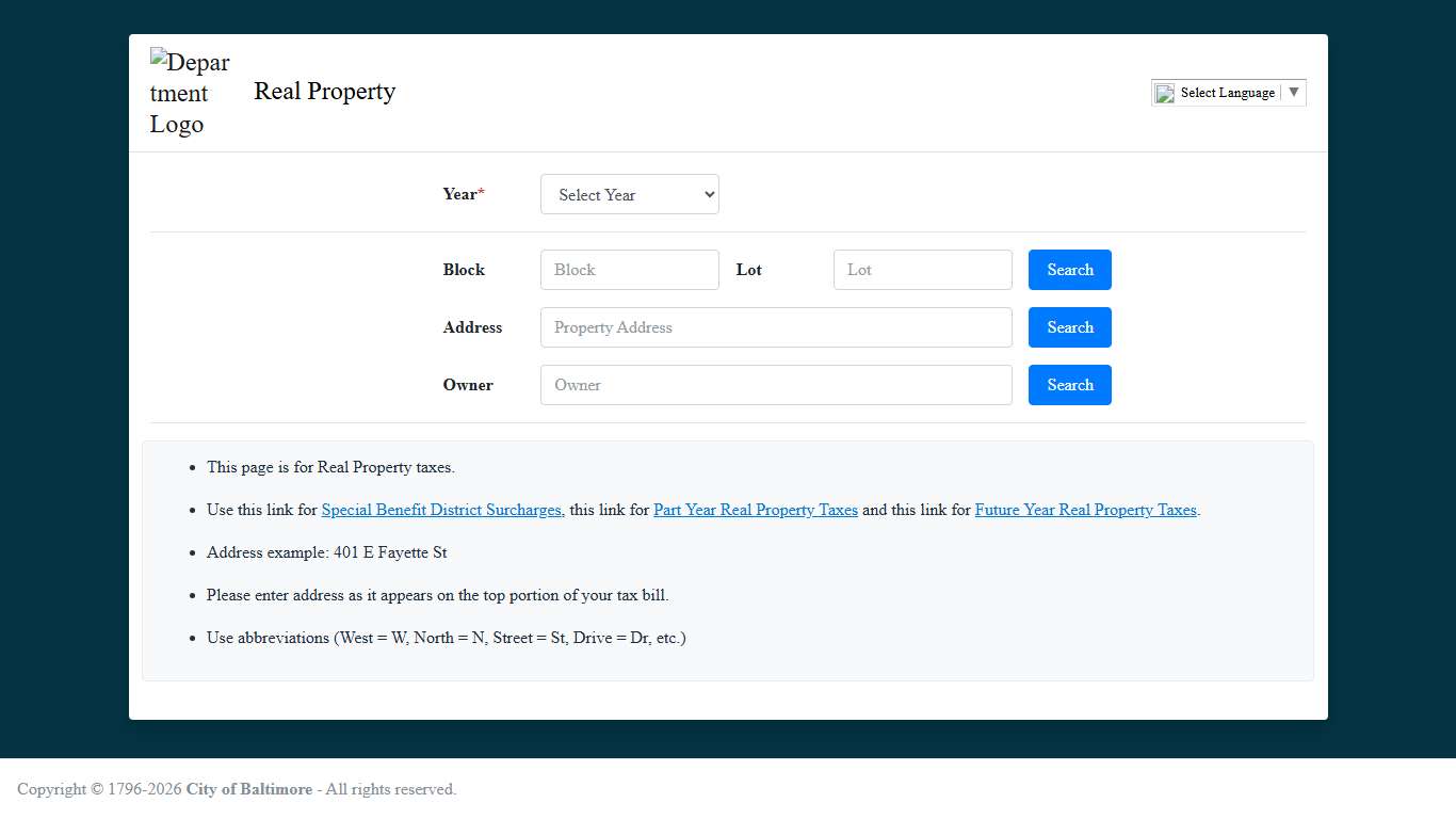 Real Property | City of Baltimore