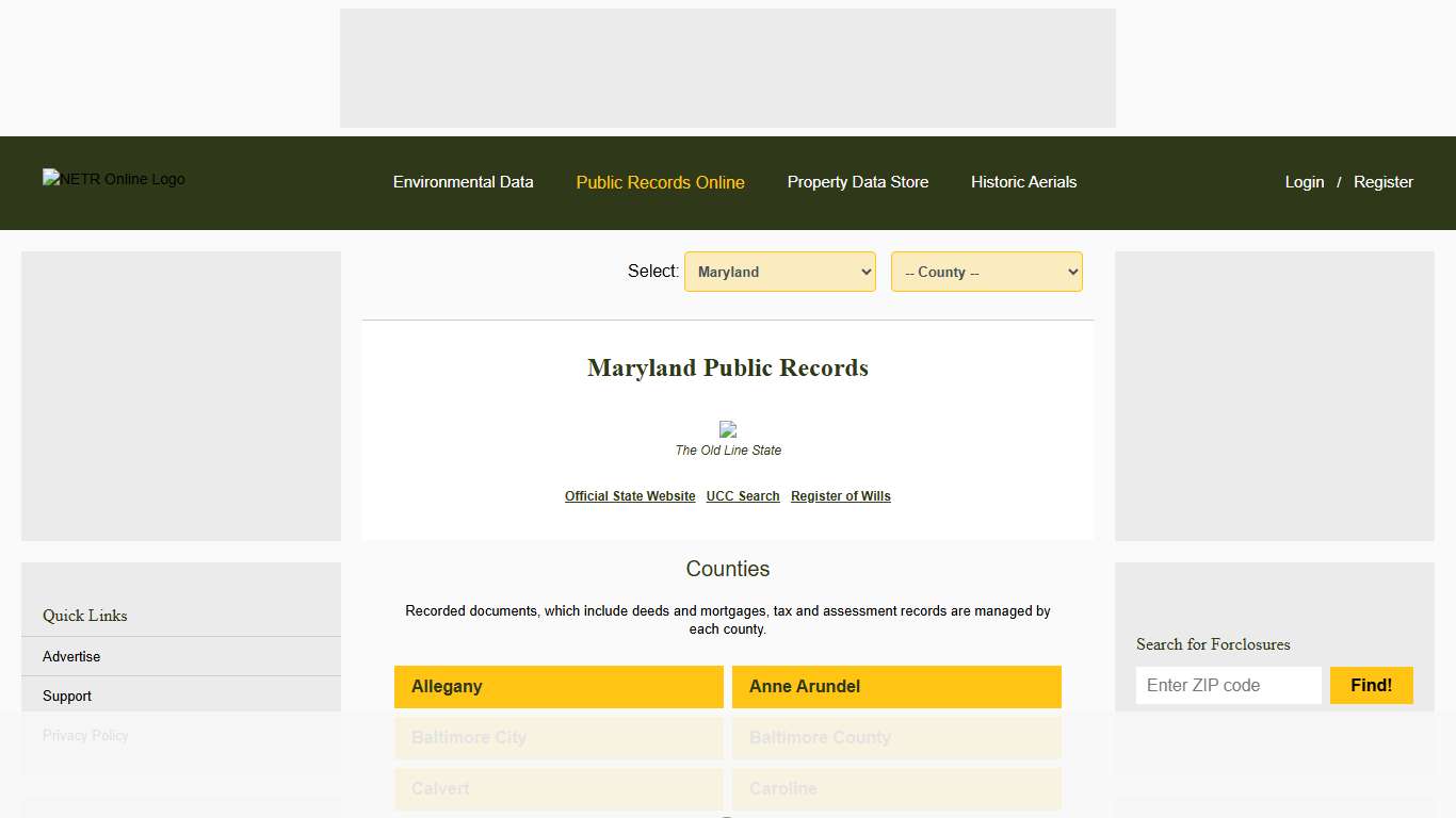 Maryland Public Records Online Directory